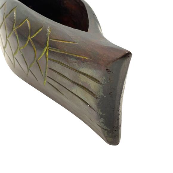 Vintage Fish Bowl Planter Hand Carved Wood - Picture 5 of 8